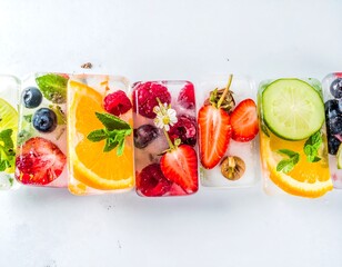 Fresh fruit infused ice cubes for refreshing summer drinks