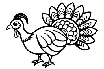 decorative tribal turkey line art silhouette vector illustration