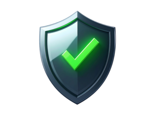 Shield with checkmark icon isolated on transparent background