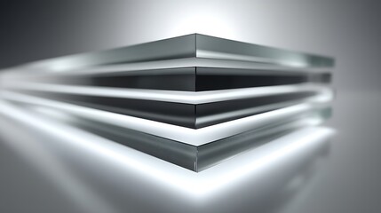 Minimalist frosted glass layers over white high resolution photo