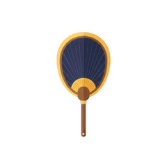 Traditional gold and navy blue handheld fan uchiwa