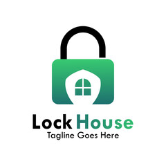 Modern and minimalist Lock House logo design. Perfect vector symbol for real estate agencies, home security systems, property management, or smart house applications.