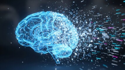 Digital Brain Concept with Data Particles.