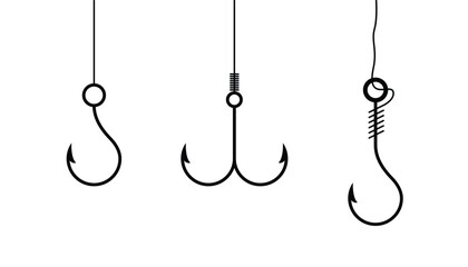 Vector fishing hook web icon. stylish fishing hook. symbol or logo. vector illustration