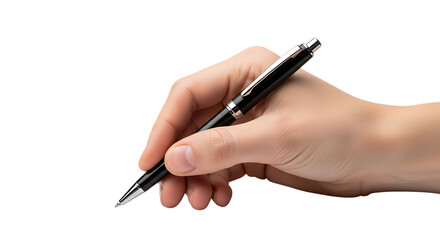 Hand holding black pen
