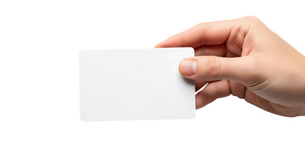 Hand holding blank card