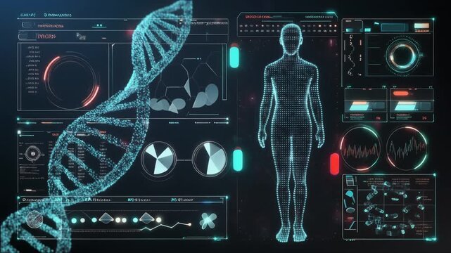 AI-Driven Personalized Medicine Visualization &mdash; Artificial Intelligence and Precision Healthcare Concept 4K Loop Animation