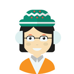 Child Wearing Christmas Hat with Earmuffs for Winter