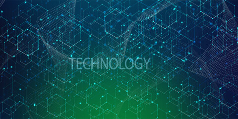 Dark Teal Technology Network Background