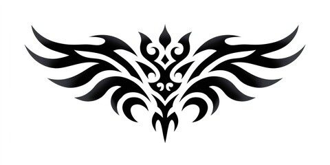 Black tribal ornamental tattoo design on white