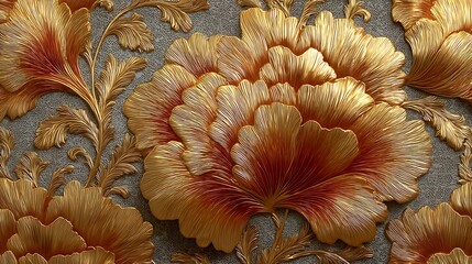 Ornamental golden floral 3d decoration high resolution photo