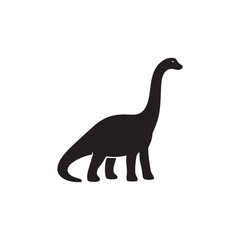 very simple flat and single minimalist Brachiosaurus Silhouettes in black on a white background