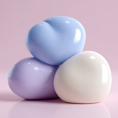 Soft Pastel 3D Clay Blobs Stacked with Glossy Texture
