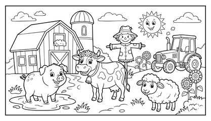 A delightful farm adventure coloring book for little artists to explore barnyard animals and tractor fun