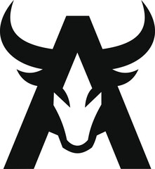 Bull Head Letter A Logo Mark