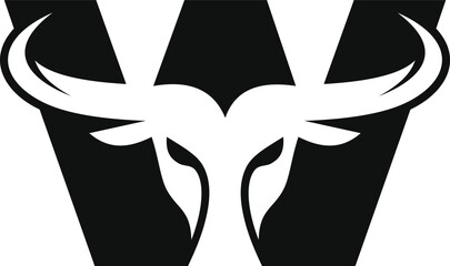 Bull Head Letter W Logo Symbol