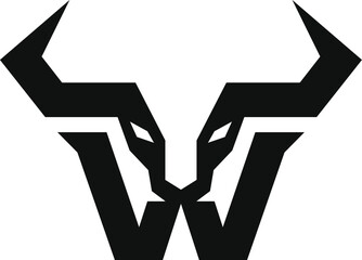 Bull Head Letter W Logo Icon
