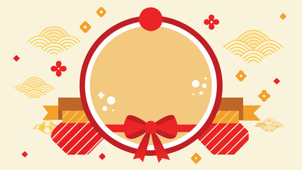 A circular frame featuring a vibrant red and white background, creating a striking visual contrast..eps