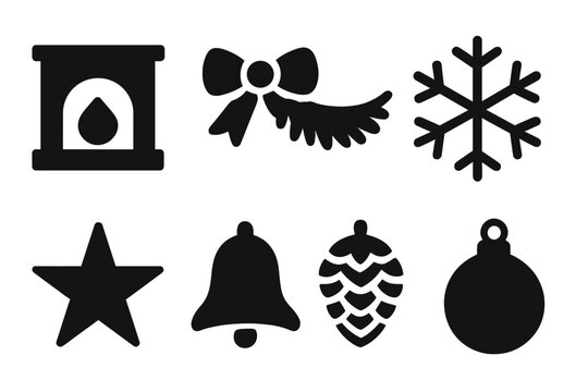 Holiday Hearth Icons. Holiday Hearth Elements. Filled icon set of Holiday Hearth Elements: hearth frame,