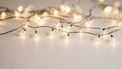 Softly Glowing String Lights on a Neutral Background.