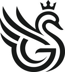 Royal Swan Letter G Logo Emblem