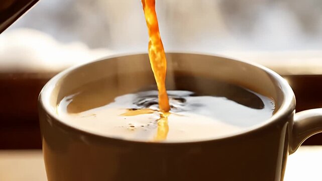 Pouring Coffee into a Mug - A Moment of Warmth.