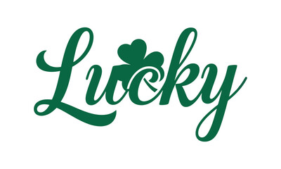 Naklejka premium Lucky Word With Shamrock and Clover Icon Graphic Design