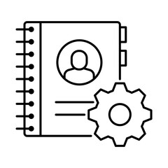 Contact Management Icon: Vector Line Icon for CRM and Organization Concepts. Contact management icon, customer database icon, client records icon, data organization icon, and CRM icon.