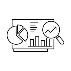 Data Analytics Icon: Vector Line Icon for Data and Insights Concepts. Data analytics icon, data analysis icon, performance metrics icon, reporting icon, and business intelligence icon.