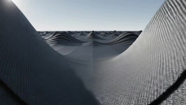 Modern wavy architecture. A futuristic architectural structure featuring wavy design elements under a clear sky.