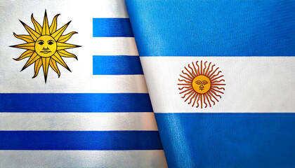 アルゼンチンの国旗とウルグアイの国旗(Argentina flag & Uruguay flag.)
