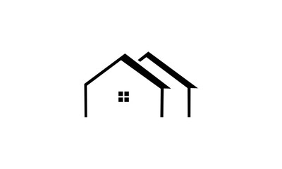 Fototapeta premium Minimalist Black Outline of Two Connected Houses.