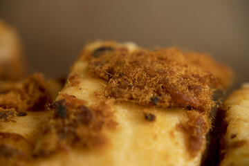 closeup detail of Bread with Pork Floss