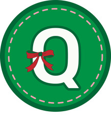 Christmas green round tag with capital letters