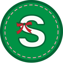 Christmas green round tag with capital letters