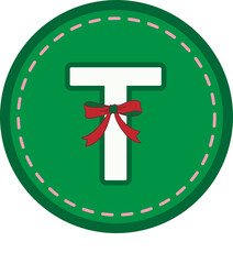Christmas green round tag with capital letters
