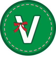 Christmas green round tag with capital letters