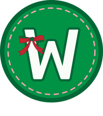 Christmas green round tag with capital letters