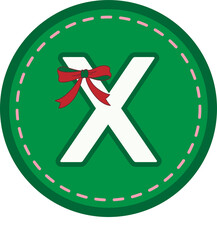 Christmas green round tag with capital letters