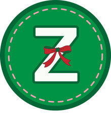 Christmas green round tag with capital letters
