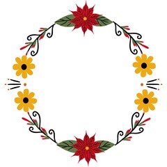 Poinsettia Sunflower Circle Flower Border