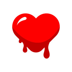 Red heart melt icon flat vector design