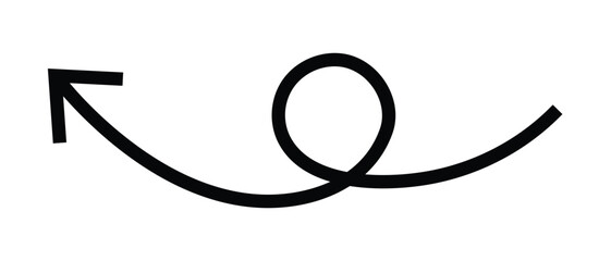 Spiral hand drawn arrow icon vector. curve wave arrow. Vector illustration isolated on white background.