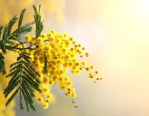 Close-up of delicate yellow blossoms and green foliage, bathed in sunlight