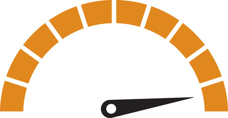 Speed Meter Icon. Speed indicator sign. Performance concept. Fast speed sign. Vector scale, level of performance. Speed dial indicator. Infographic of risk, gauge, score progress.