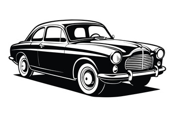 Obraz premium classic car line art silhouette vector illustration