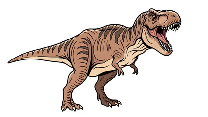 Brown Tyrannosaurus Rex Dinosaur Roaring with Open Mouth and Sharp Teeth
