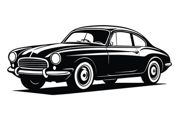 classic car line art silhouette vector illustration