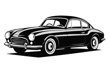 Obraz premium classic car line art silhouette vector illustration