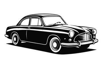 Obraz premium classic car line art silhouette vector illustration